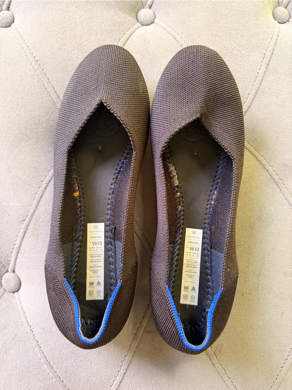 Women’s Rothy’s Black Knit Ballet Flats with Blue Halo